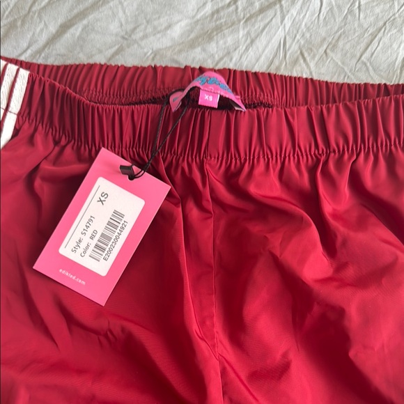 Edikted Red and White Track Pants with Classic Stripes - Picture 2 of 2